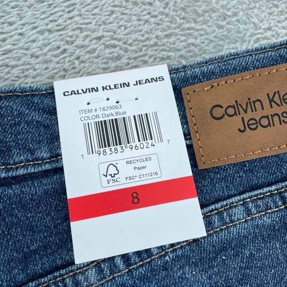 Calvin Klein Womens Straight-Leg High Rise Dark Wash Jeans NWT 0862 - Picture 8 of 11